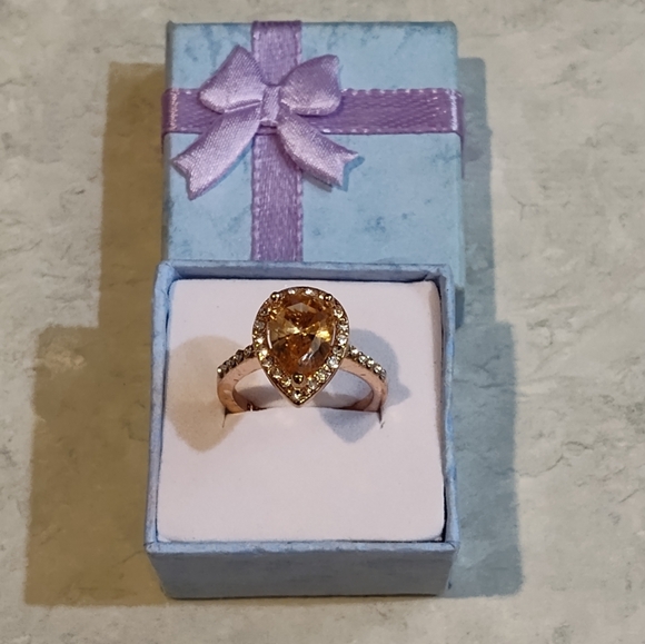 NIB Bloomingdale's Rose Gold Vermeil 3ct Morganite Teardrop Ring Size 7 - Picture 11 of 14